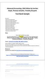 Test Bank - Advanced Accounting 10th Edition by Joe Ben Hoyle