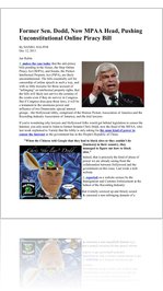 Former Sen. Dodd, Now MPAA Head, Pushing Unconstitutional Online Piracy Bill