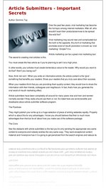 Article Submitters - Important Secrets