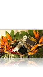 Table display and event decoration for James Bond theme party (Plastic Gun)