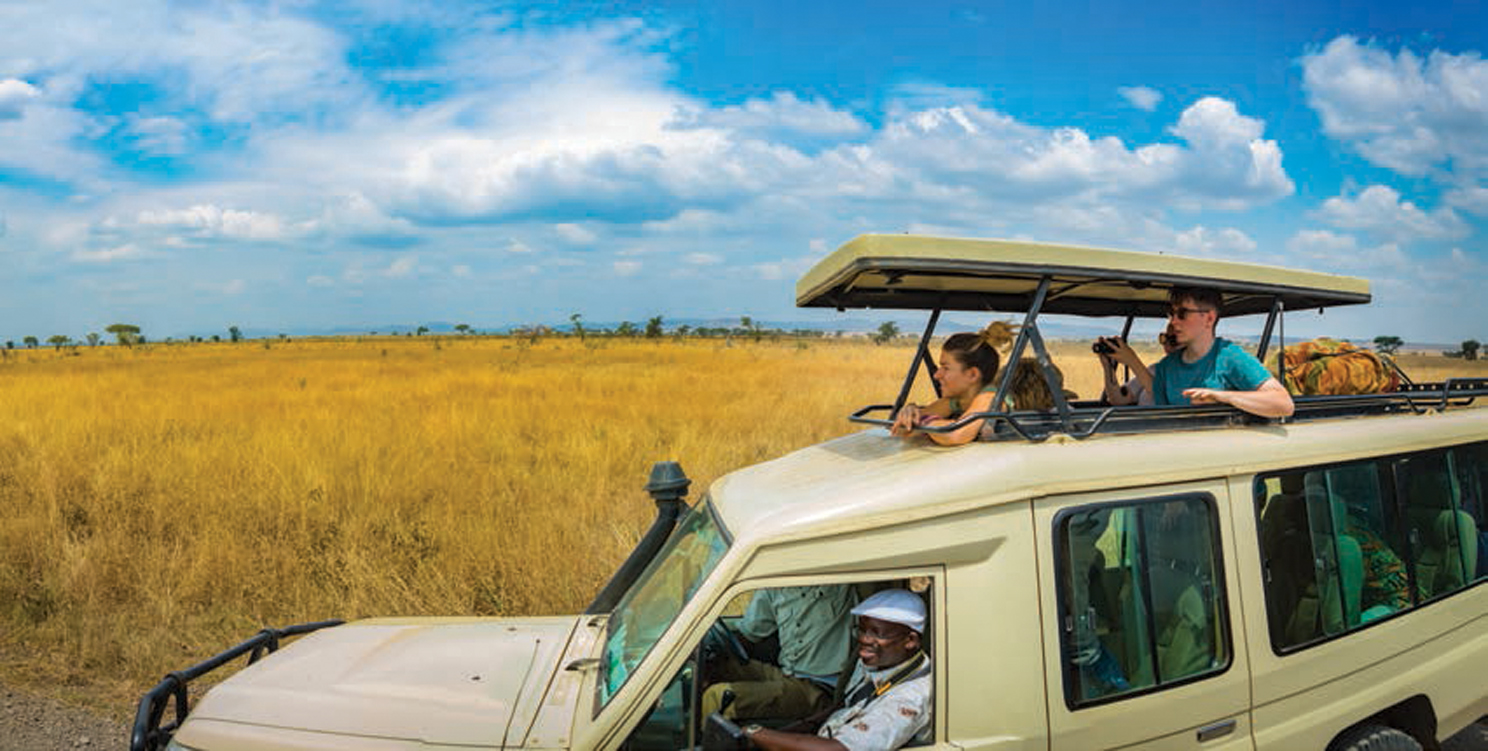 Several UB students visit a safari in during a study abroad trip in Africa.